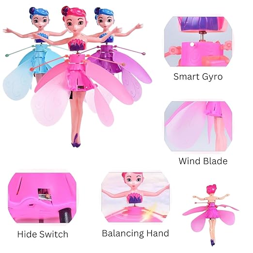 Flying Fairy Doll, Magical Hand Sensor Control, Rainbow Glitter Sky Dancers Toy for Girls, Boys, Ages 3+