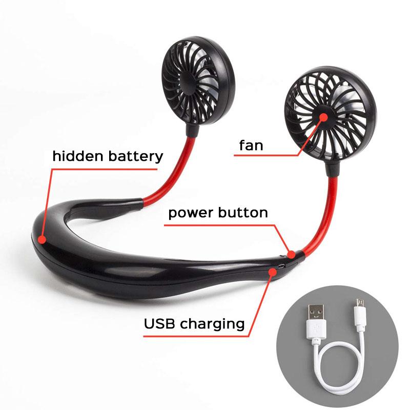 Mini Neck Fan , Portable Wearable Usb Rechargeable Personal Neck Fan, Cooler With 3 Speed,360 Degrees Free Rotation For Indoor Outdoor (random Color)