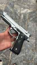 Pietro Beretta Metal Toy Gun AirSoft M92fs Silver | With Free Delivery all over Pakistan | Free 3 Bullets Packets